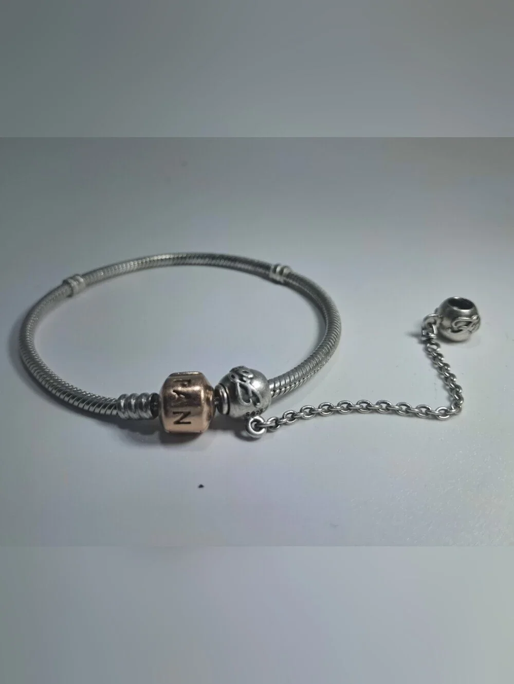 Pandora Silver Snake Chain Bracelet With Safety Chain